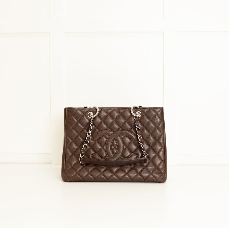 Chanel Chocolate Brown Caviar Leather Grand Shopper Tote
