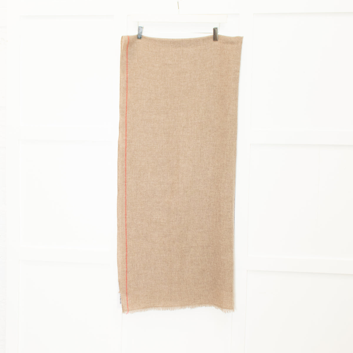 Isabel Marant Brown Cashmere Scarf with Red Trim