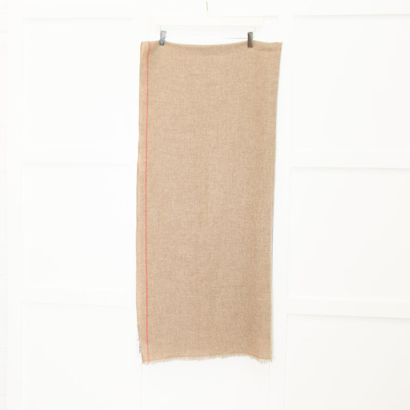 Isabel Marant Brown Cashmere Scarf with Red Trim