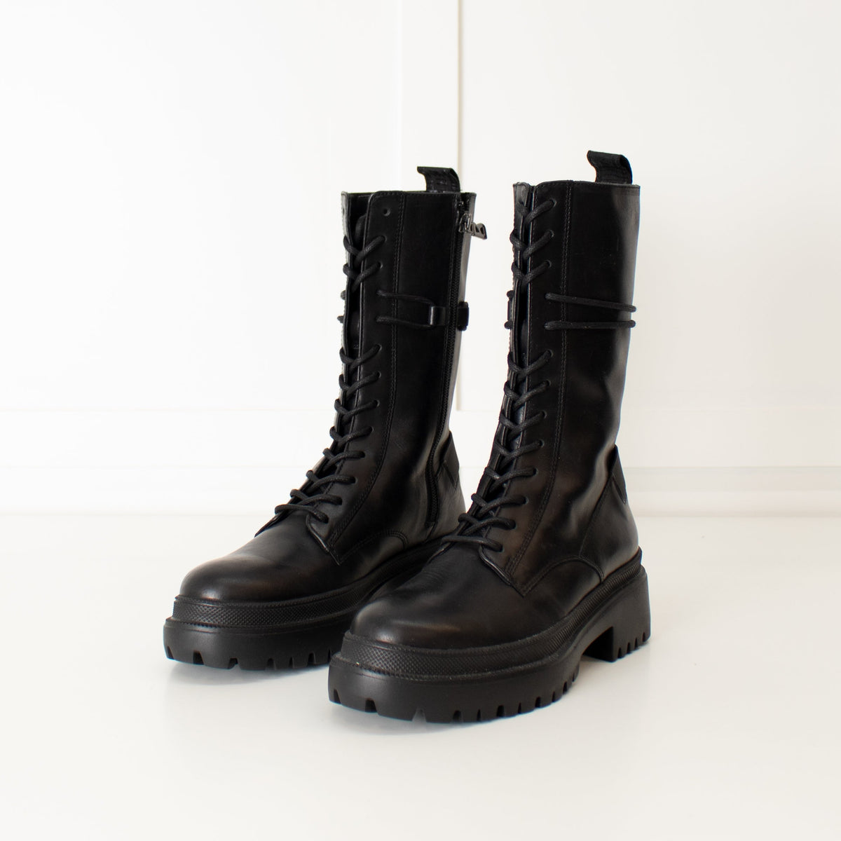 Bogner Black Leather High Boots