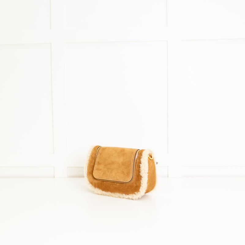 Anya Hindmarch Vere Small Soft Satchel Tan Shearling Crossbody