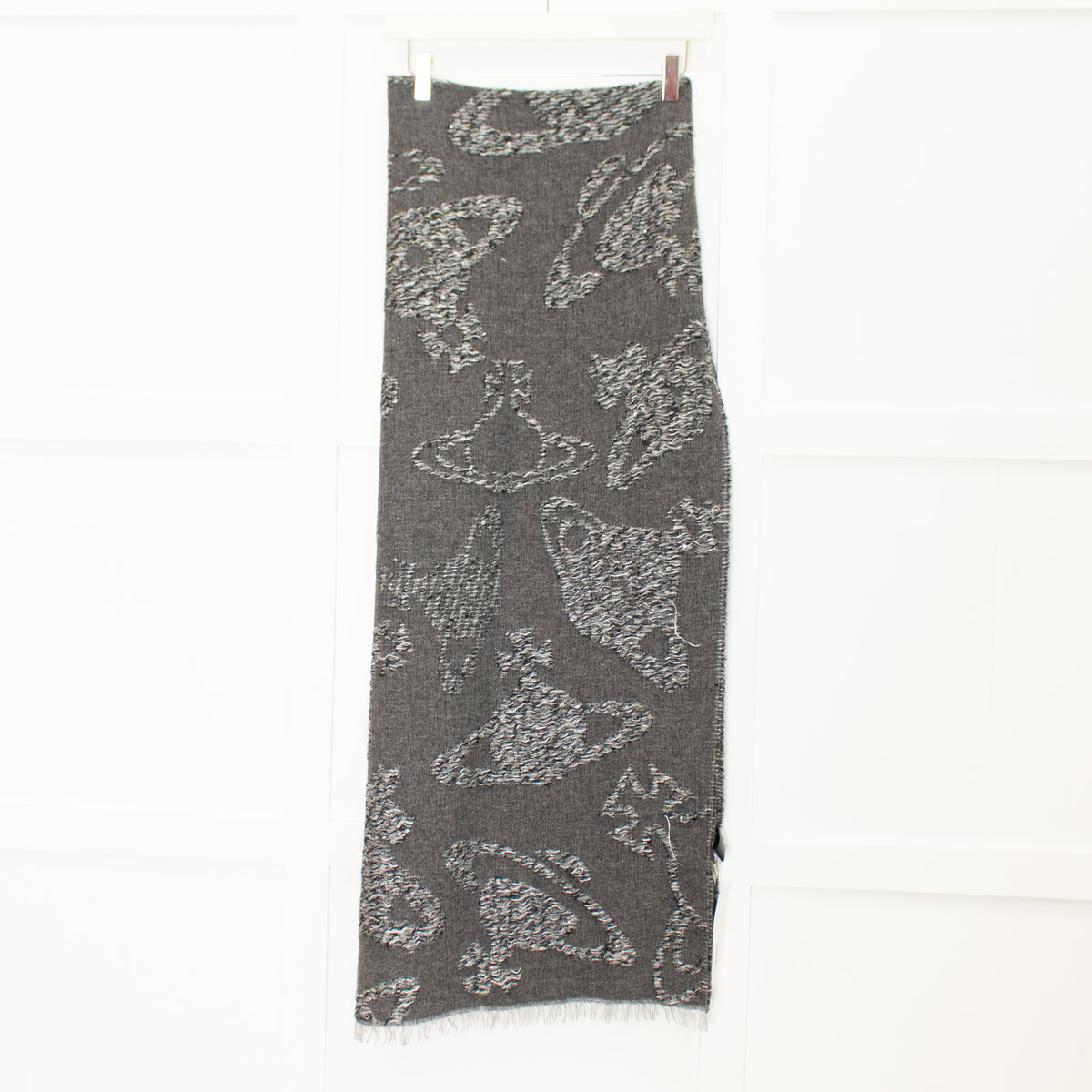 Vivienne Westwood Grey Sparkle Wool Mix Scarf