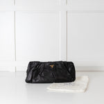 Prada Black Ruched Leather Clutch Bag