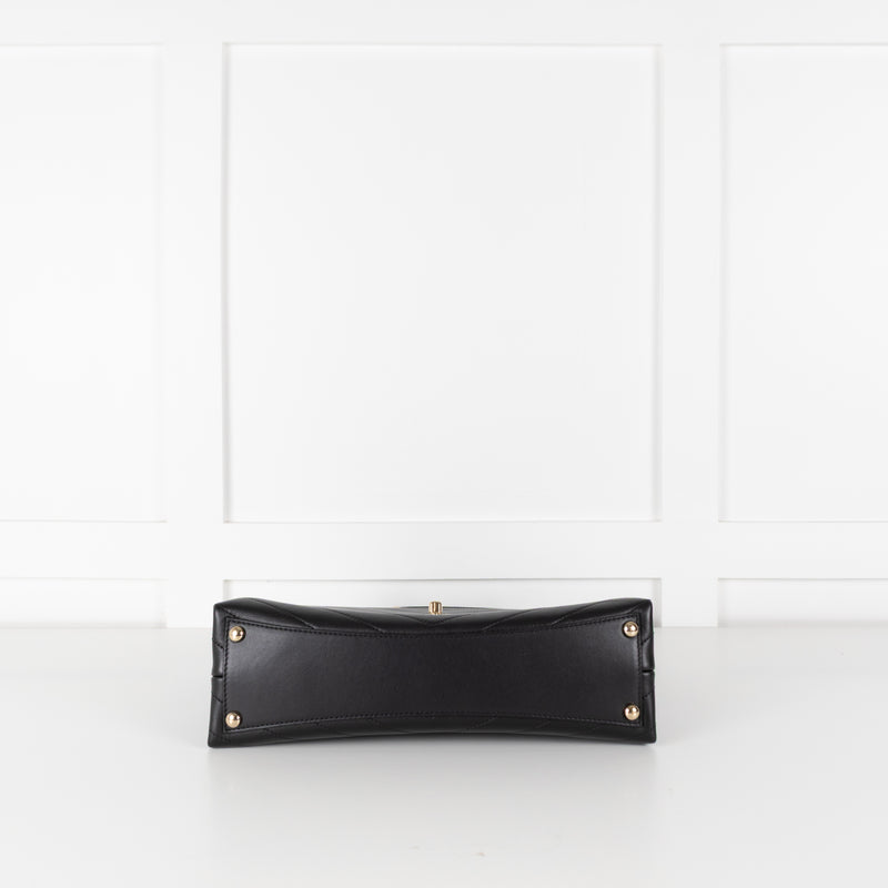 Chanel Black Leather Chevron Flap Bag