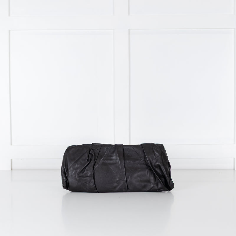 Prada Black Ruched Leather Clutch Bag