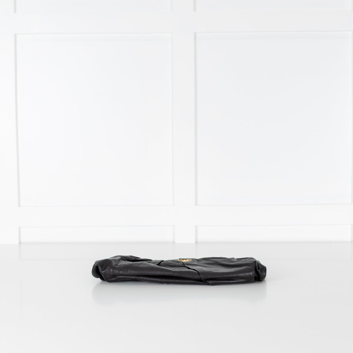 Prada Black Ruched Leather Clutch Bag
