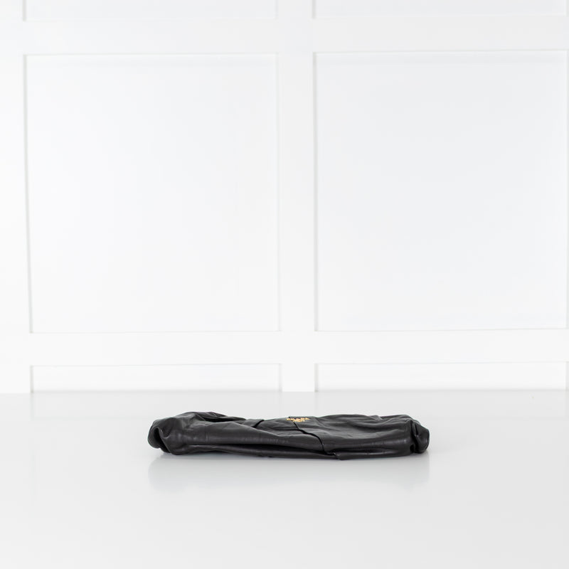 Prada Black Ruched Leather Clutch Bag