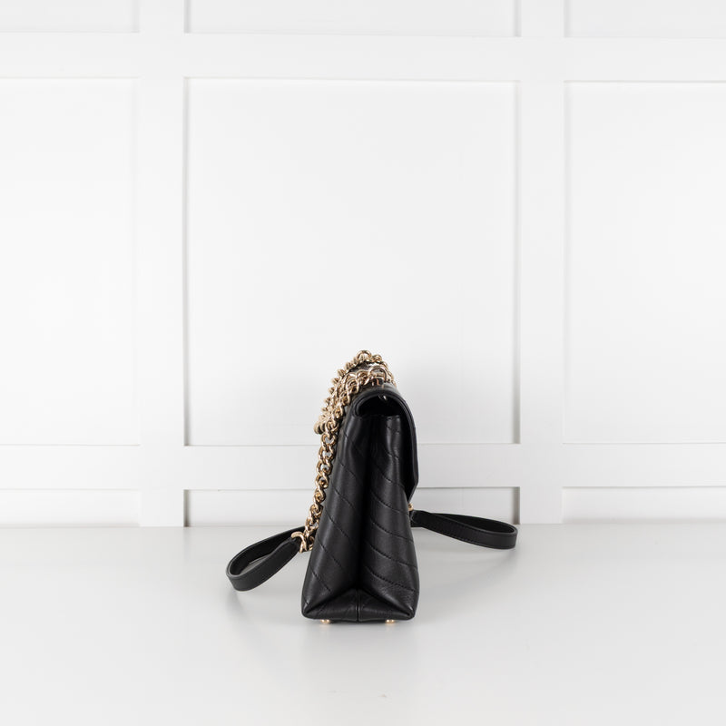 Chanel Black Leather Chevron Flap Bag