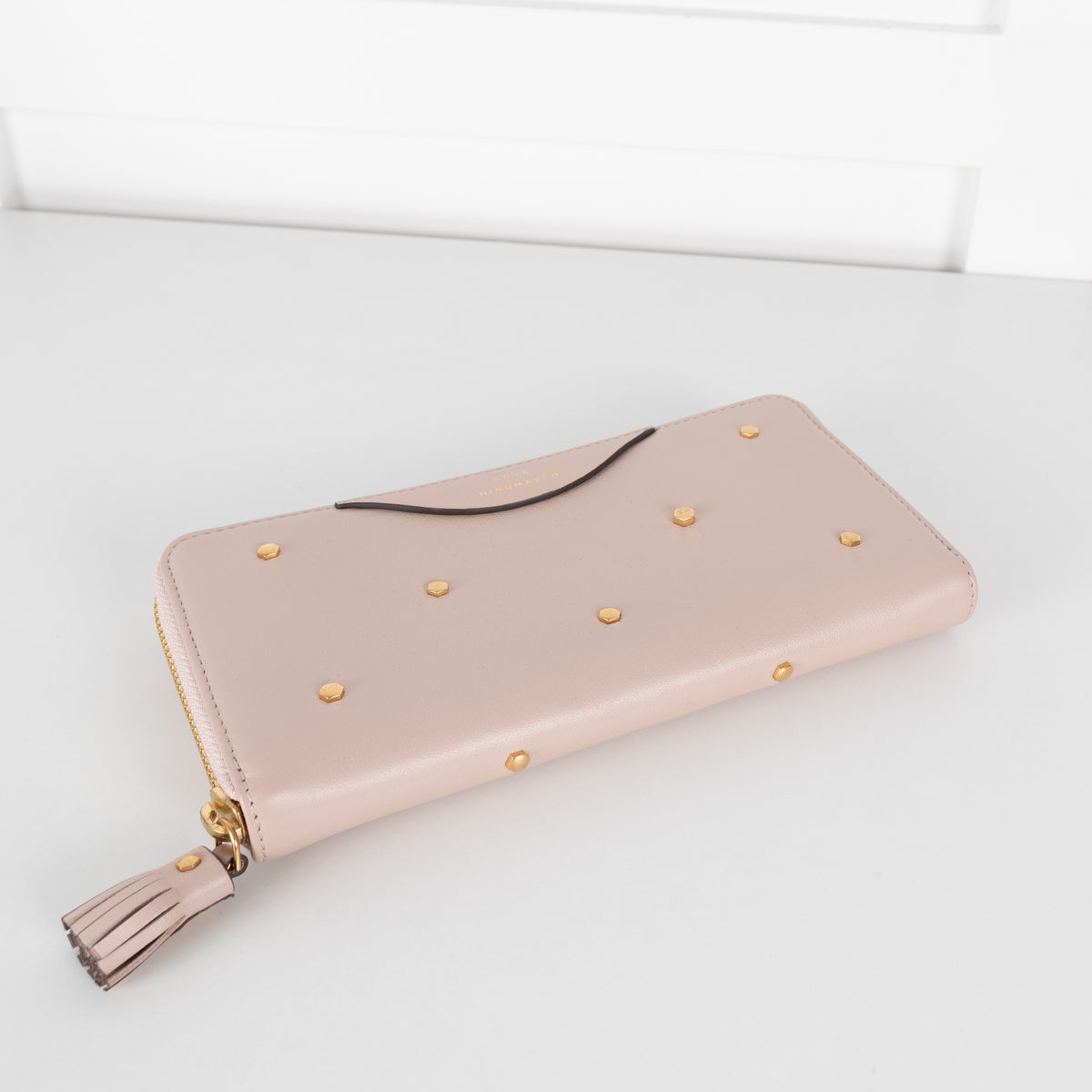 Anya Hindmarch Pink Wallet With Gold Studs