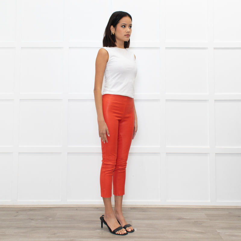 Joseph Orange Stretchy Leather Leggings