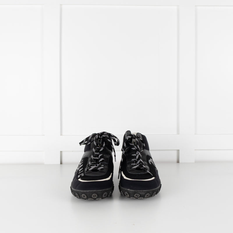 Chanel Black White Trim Interlocking CC Mesh Trainers