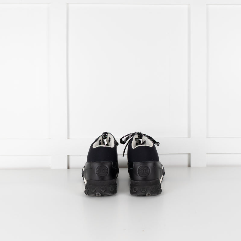Chanel Black White Trim Interlocking CC Mesh Trainers