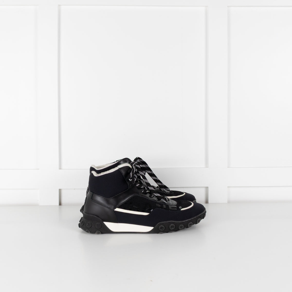 Chanel Black White Trim Interlocking CC Mesh Trainers