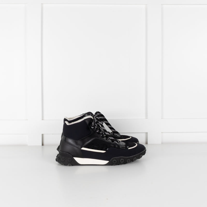 Chanel Black White Trim Interlocking CC Mesh Trainers