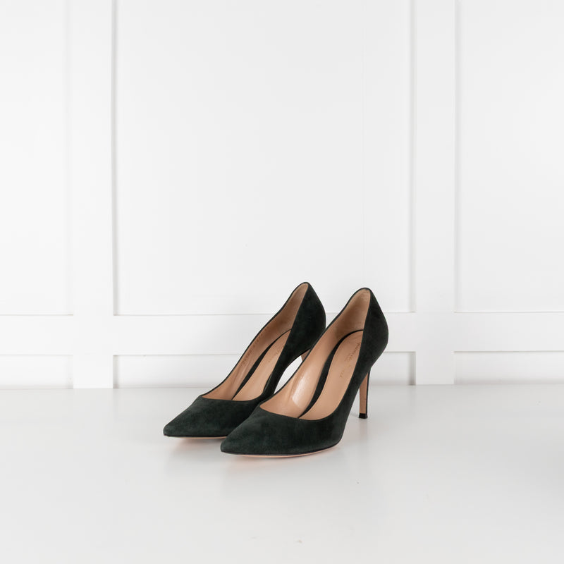 Gianvito Rossi Green Suede Pointy Heeled Shoes