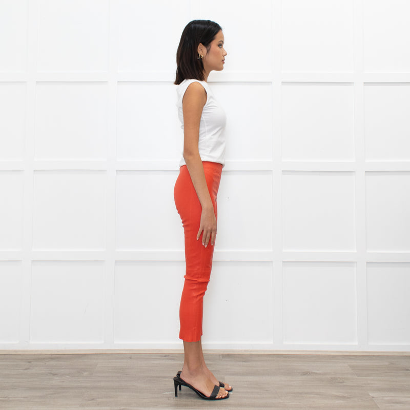 Joseph Orange Stretchy Leather Leggings