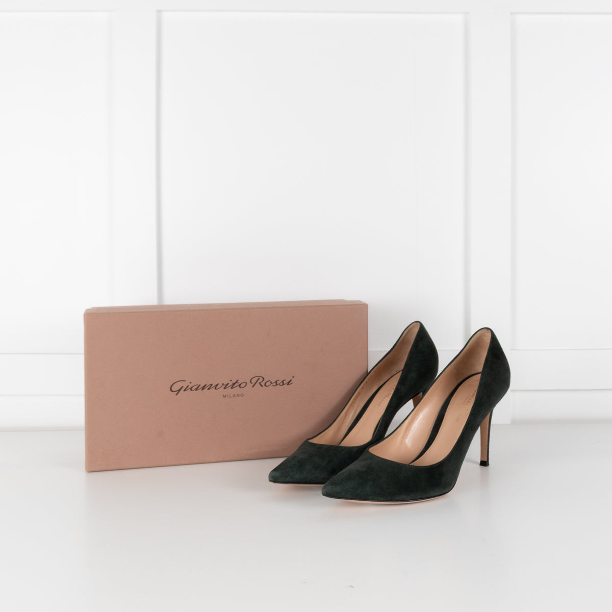 Gianvito Rossi Green Suede Pointy Heeled Shoes