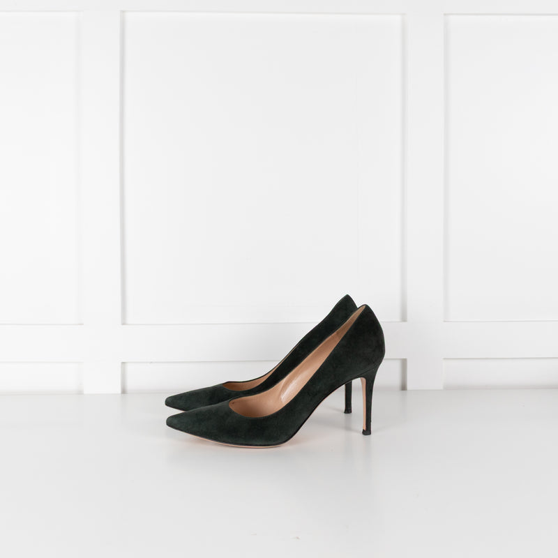 Gianvito Rossi Green Suede Pointy Heeled Shoes