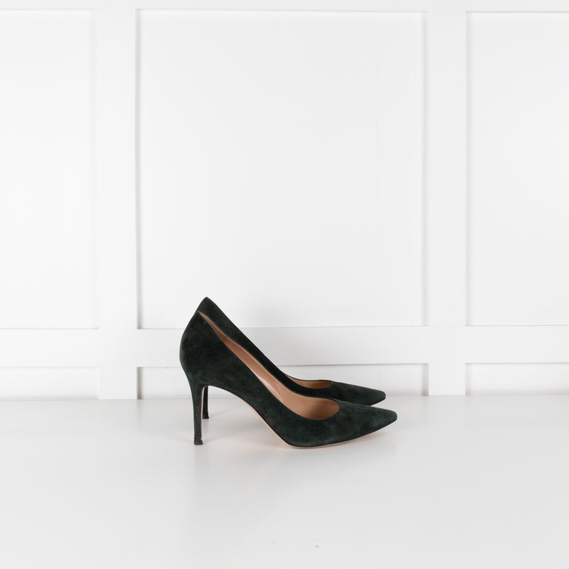 Gianvito Rossi Green Suede Pointy Heeled Shoes