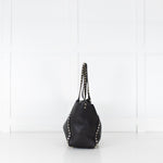 Valentino Black Grained Leather Rockstud Tote Bag