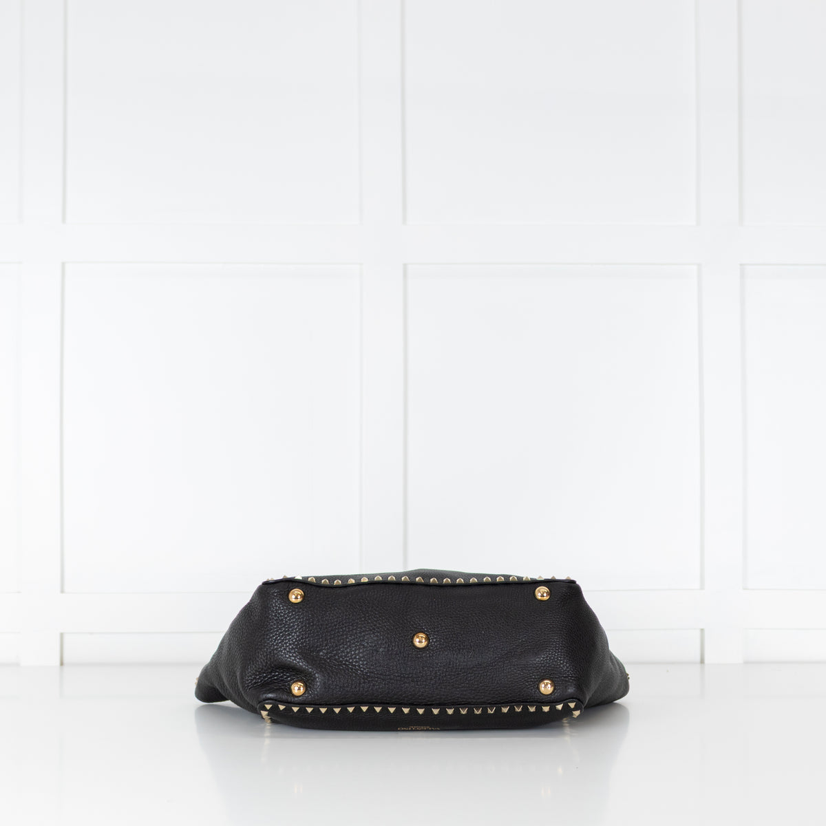 Valentino Black Grained Leather Rockstud Tote Bag