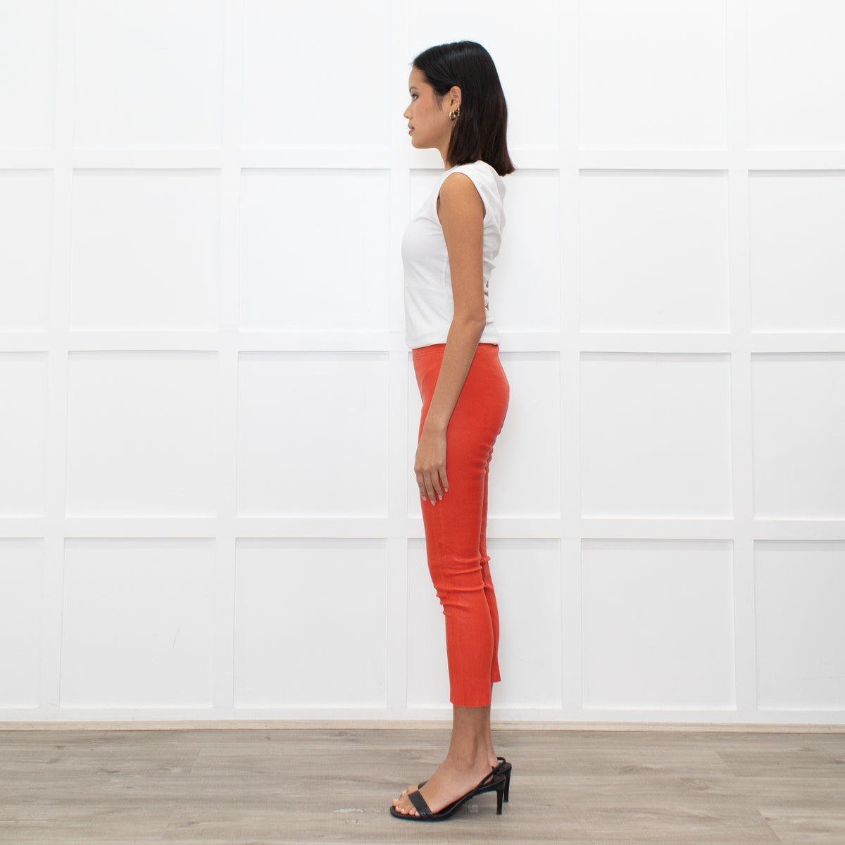 Joseph Orange Stretchy Leather Leggings