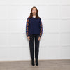 Sandro Dark Blue Flame Motif Knitted Jumper