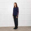 Sandro Dark Blue Flame Motif Knitted Jumper