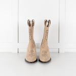Zadig & Voltaire Neutral Suede Black Embroidery Cowboy Boots