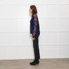 Sandro Dark Blue Flame Motif Knitted Jumper