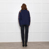 Sandro Dark Blue Flame Motif Knitted Jumper