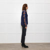 Sandro Dark Blue Flame Motif Knitted Jumper