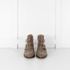 Chloe Taupe Susanna Silver Studded Leather Ankle Boots