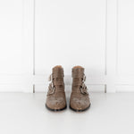 Chloe Taupe Susanna Silver Studded Leather Ankle Boots