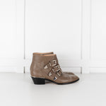 Chloe Taupe Susanna Silver Studded Leather Ankle Boots