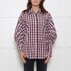 Lee Matthews Burgundy Check Puff Sleeve Shirt