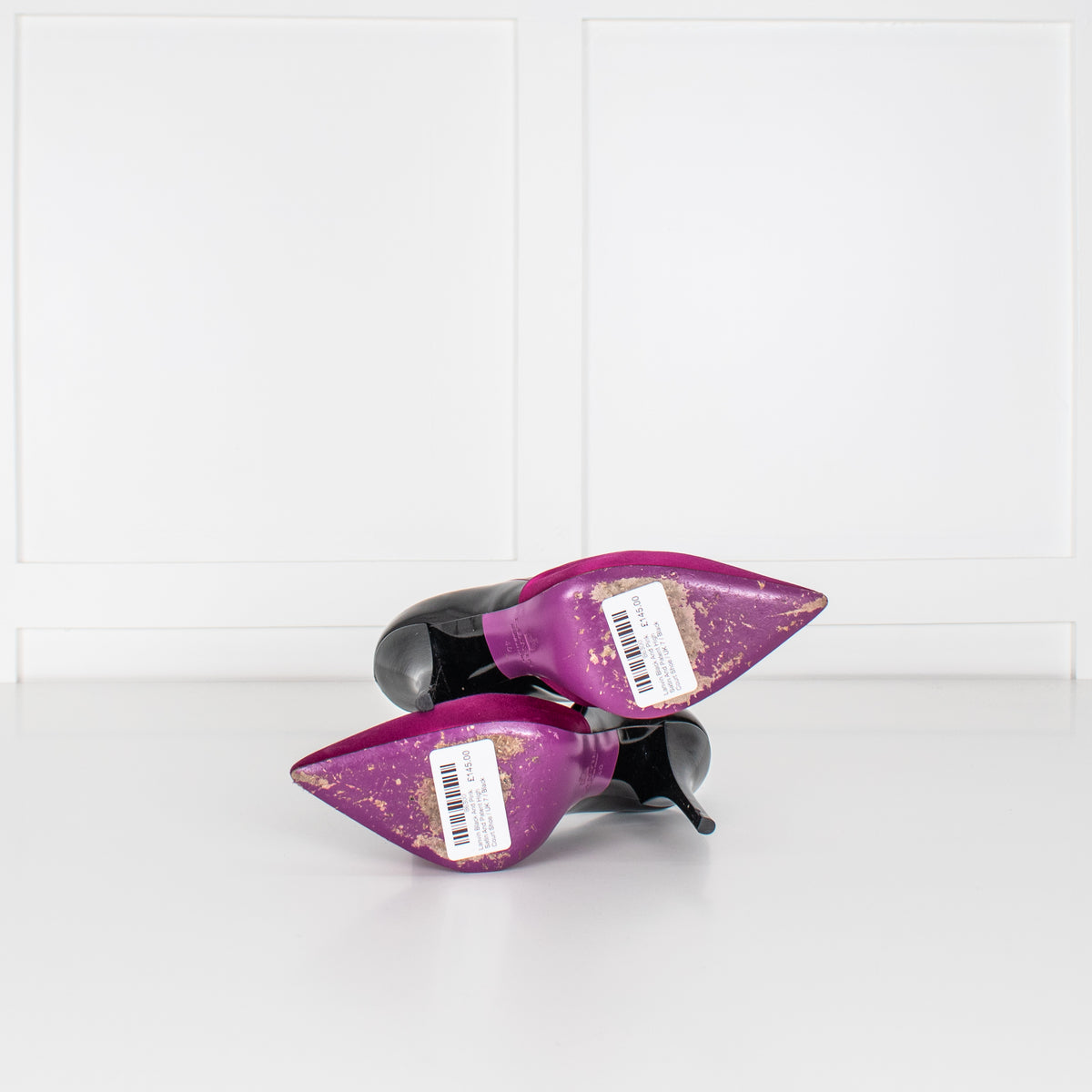 Lanvin Black And Pink Satin And Patent High Court Shoe