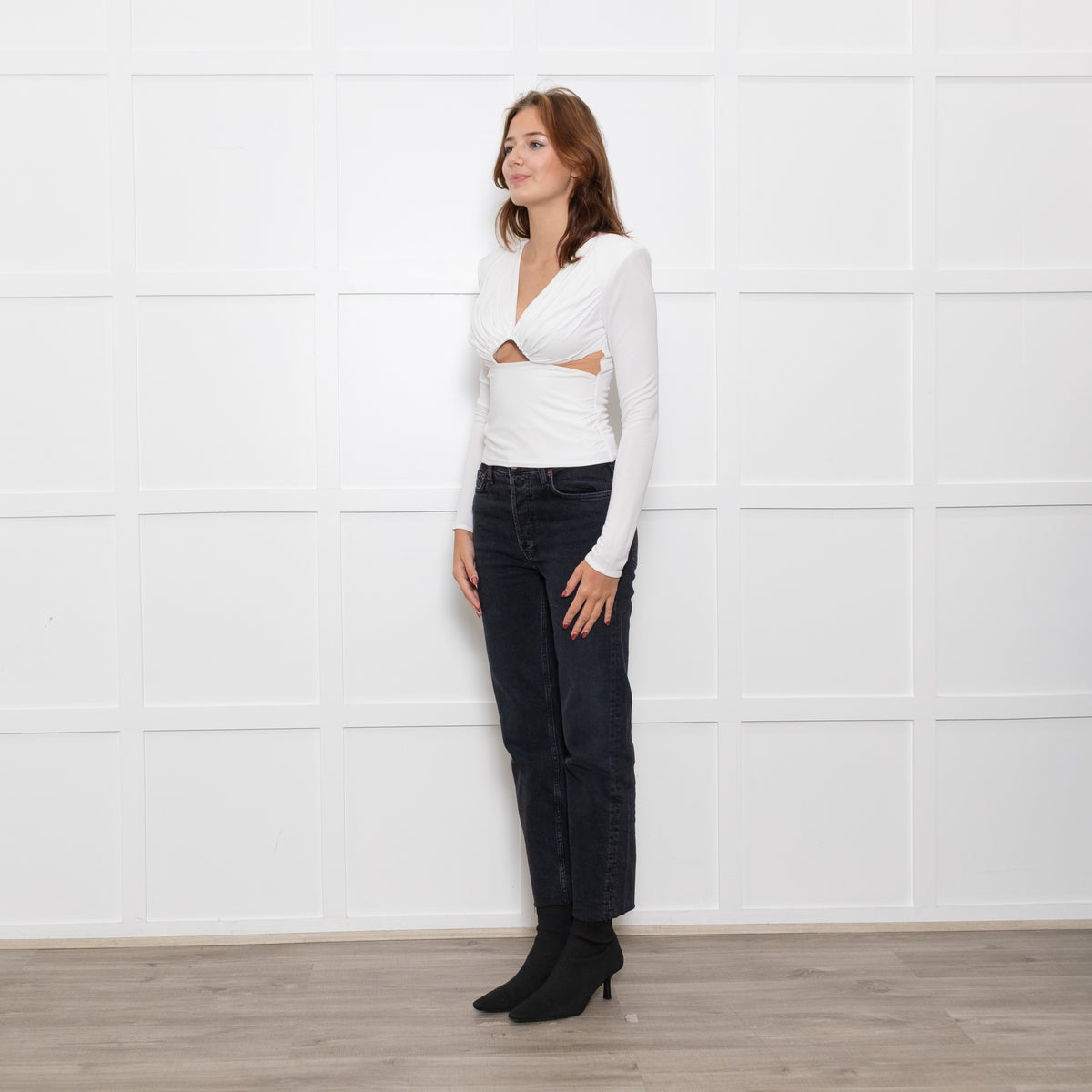 Roland Mouret White Jersey Long Sleeve Top