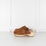 See By Chloe Tobacco Brown Calf Suede Clogs