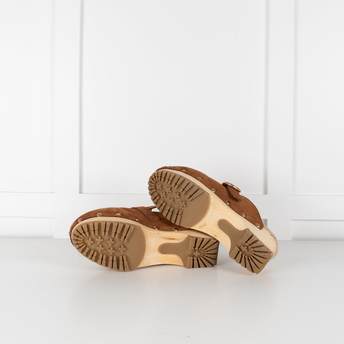 See By Chloe Tobacco Brown Calf Suede Clogs