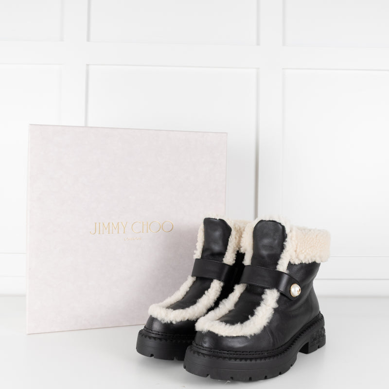 Jimmy Choo Black Shea Shearling Ankle Boots