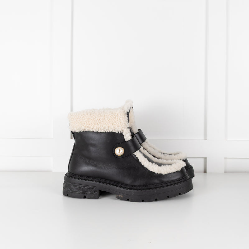 Jimmy Choo Black Shea Shearling Ankle Boots