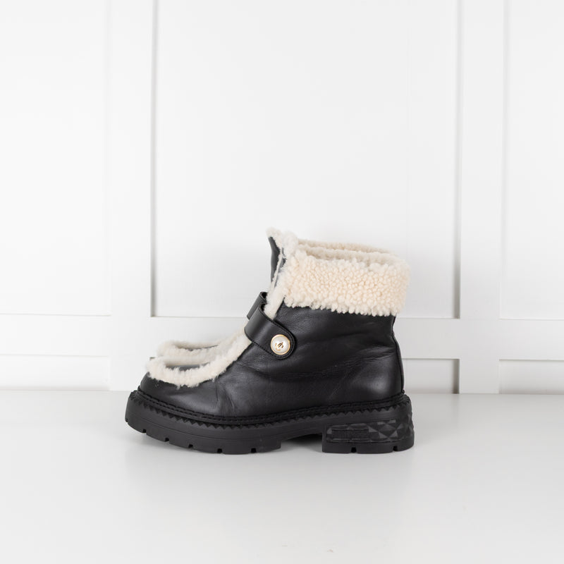 Jimmy Choo Black Shea Shearling Ankle Boots