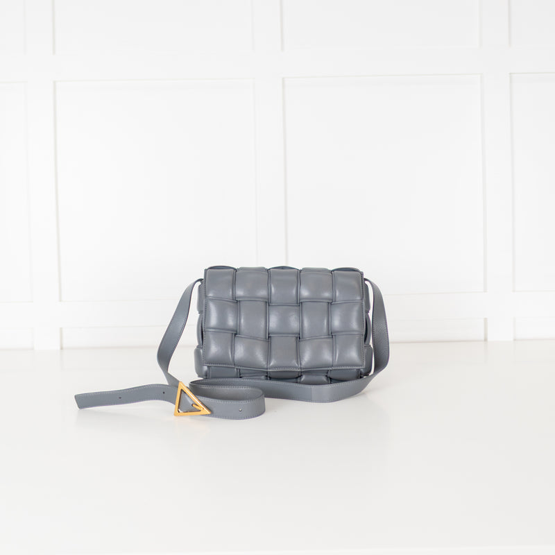 Bottega Veneta Grey Padded Intrecciato Leather Shoulder Bag