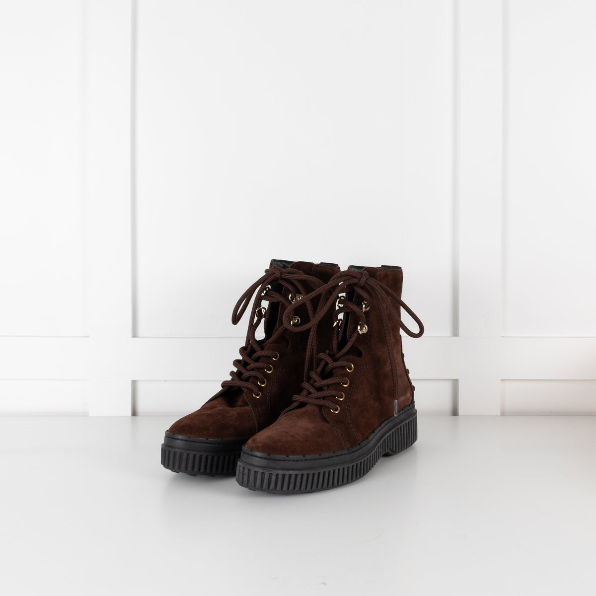 Tod's Brown Suede Lace Up Ankle Boots