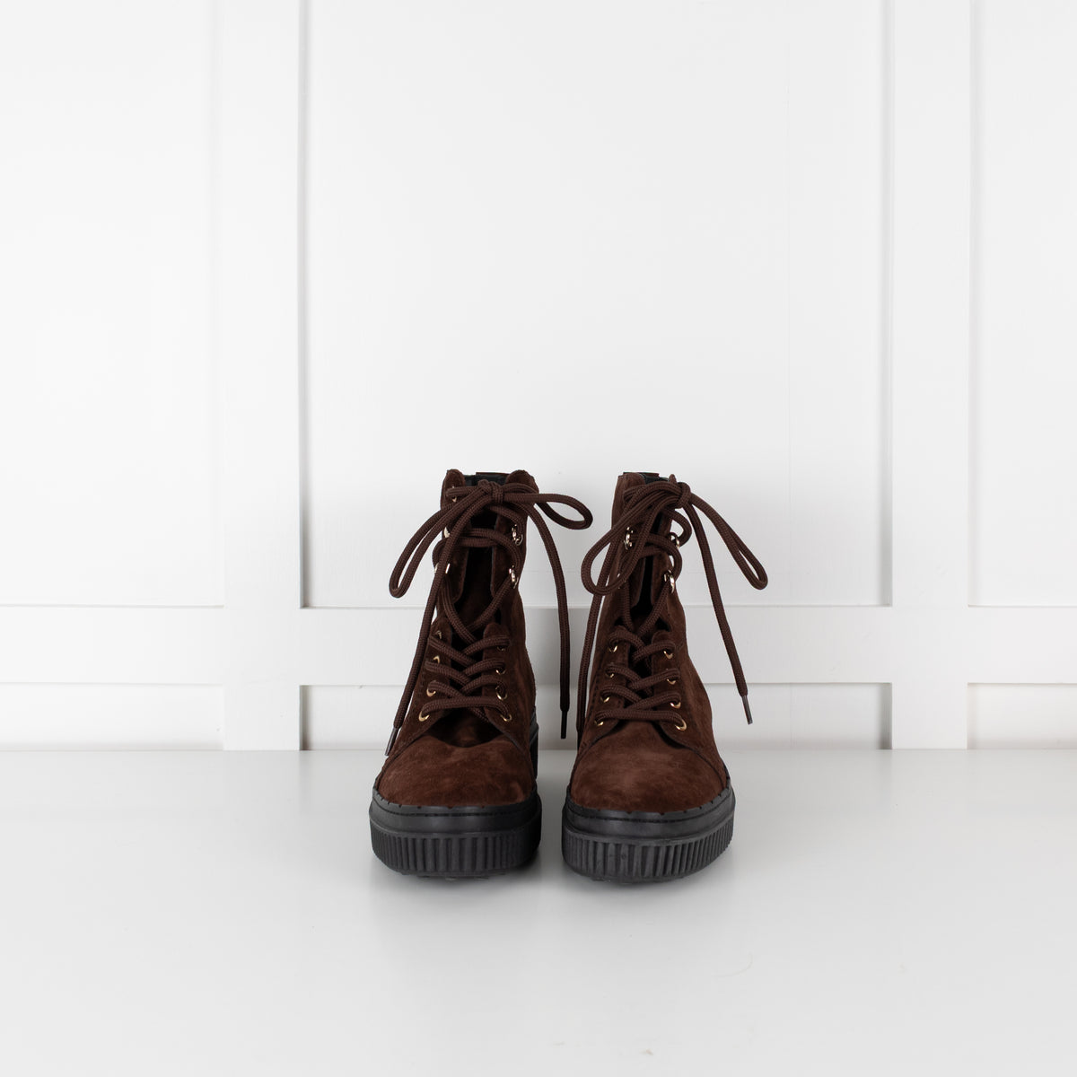 Tod's Brown Suede Lace Up Ankle Boots