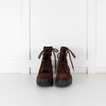 Tod's Brown Suede Lace Up Ankle Boots