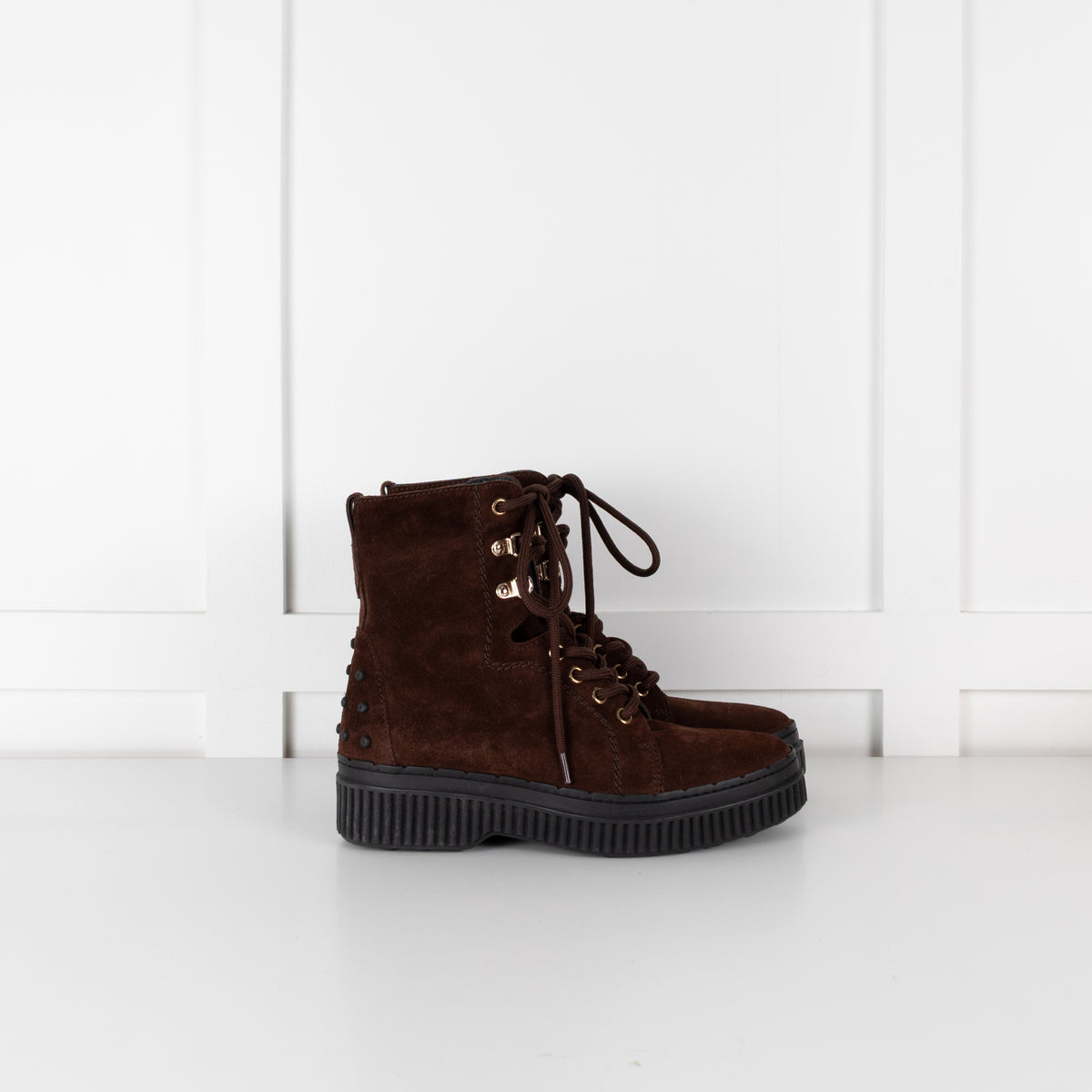 Tod's Brown Suede Lace Up Ankle Boots