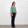 Iris Pale Green Cashmere Twist V Back Jumper