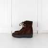 Tod's Brown Suede Lace Up Ankle Boots
